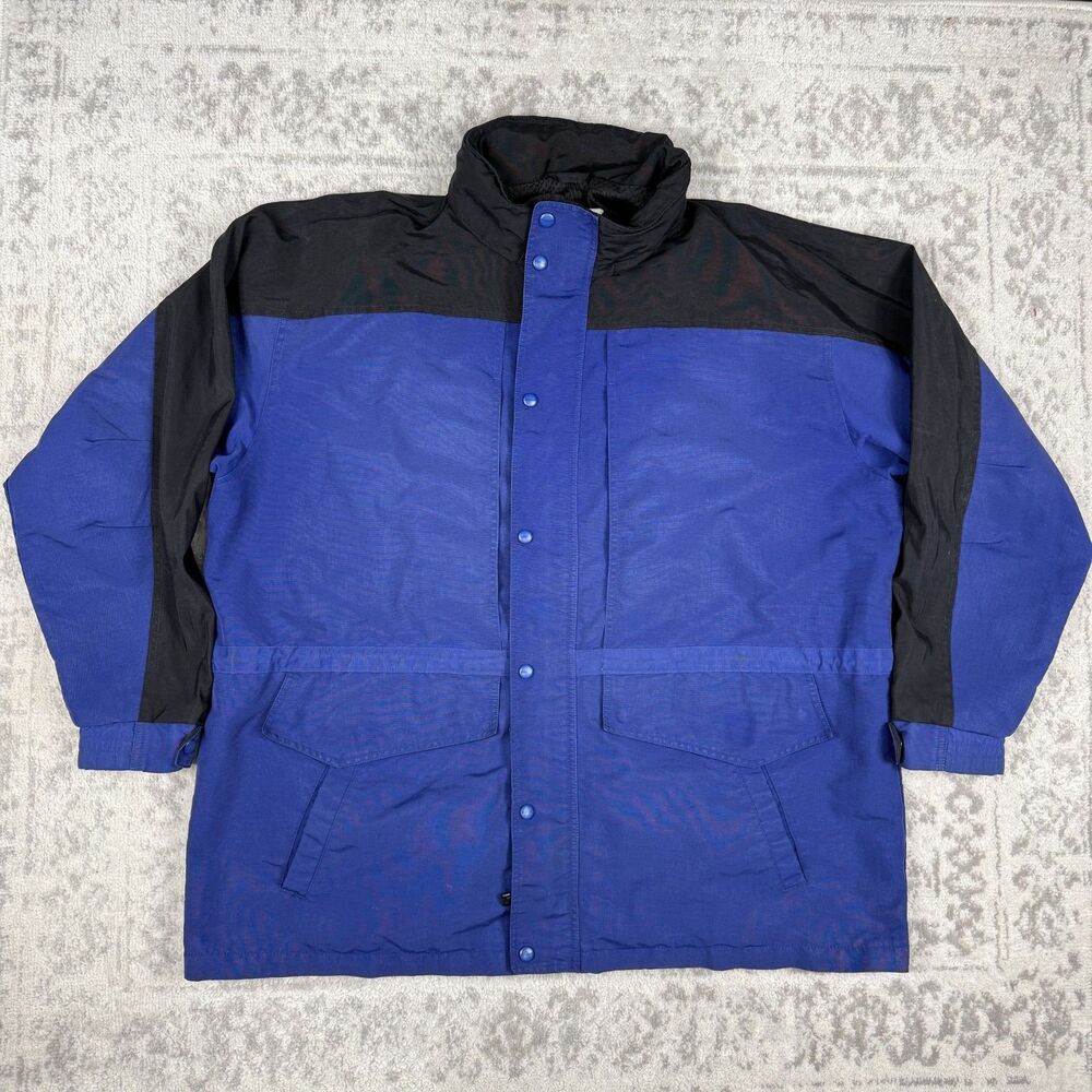 Carhartt Jacket Men’s Blue Full Zip Nylon Hooded Work Rain Coat Wind Size XL
